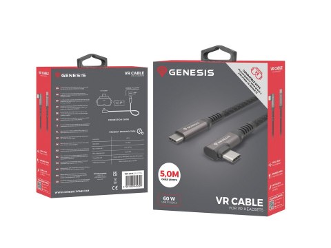 GENESIS NVC-2219 kabel USB USB 3.2 Gen 2 (3.1 Gen 2) 5 m USB C Czarny, Szary GENESIS NVC-2219 kabel USB USB 3.2 Gen 2 (3.1 Gen 2) 5 m USB C Czarny, Szary