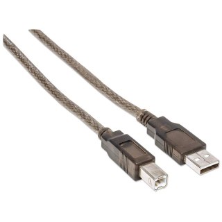 Kabel Manhattan 510424 USB USB 2.0 11 m USB A USB B Srebrny
