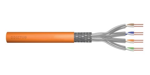 Kabel instalacyjny DIGITUS kat.7, S/FTP, Dca, AWG 23/1, LSOH, 50m, pomarańczowy Kabel instalacyjny DIGITUS kat.7, S/FTP, Dca, AWG 23/1, LSOH, 50m, pomarańczowy