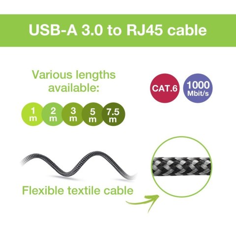 Kabel sieciowy USB-A na Gigabit Ethernet RJ45 1m Techly ICOC U3A-RJ45-010 Kabel sieciowy USB-A na Gigabit Ethernet RJ45 1m Techly ICOC U3A-RJ45-010
