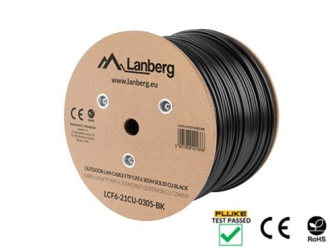 Kabel sieciowy zewnętrzne Lanberg LCF6-21CU-0305-BK (FTP; 305m; kat. 6; kolor czarny) Kabel sieciowy zewnętrzne Lanberg LCF6-21CU-0305-BK (FTP; 305m; kat. 6; kolor czarny)
