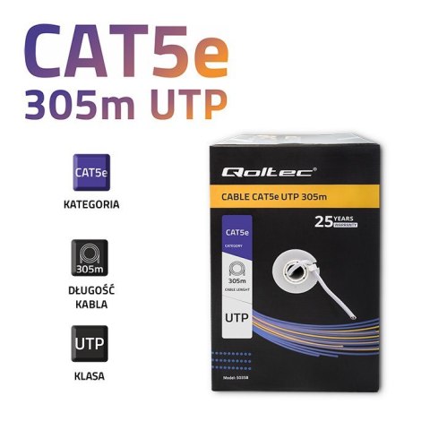 QOLTEC KABEL SIECIOWY SKRĘTKA UTP | CAT5E | 305M | PVC SZARY QOLTEC KABEL SIECIOWY SKRĘTKA UTP | CAT5E | 305M | PVC SZARY