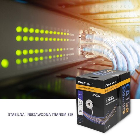 QOLTEC KABEL SIECIOWY SKRĘTKA UTP | CAT5E | 305M | PVC SZARY QOLTEC KABEL SIECIOWY SKRĘTKA UTP | CAT5E | 305M | PVC SZARY