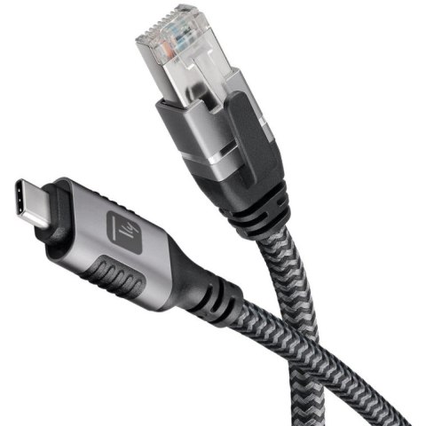 Techly ICOC U3C-RJ45-030 kabel sieciowy Srebrny, Czarny 3 m Cat6 F/UTP (FTP)