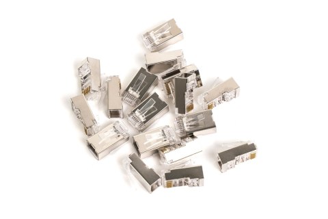 Wtyk RJ45 (8P8C) przelotowy, kat.5e, ekranowany, AWG 26-24, opakowanie 100 szt. Wtyk RJ45 (8P8C) przelotowy, kat.5e, ekranowany, AWG 26-24, opakowanie 100 szt.