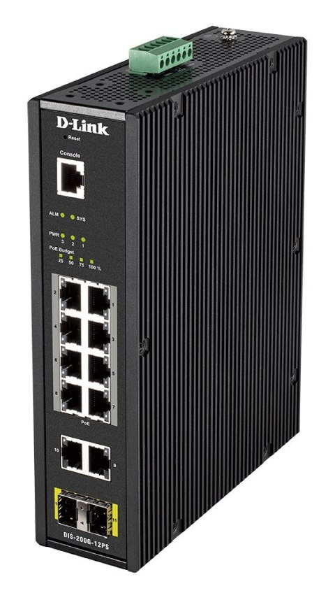 D-Link DIS-200G-12PS łącza sieciowe Zarządzany L2 Gigabit Ethernet (10/100/1000) Obsługa PoE Czarny D-Link DIS-200G-12PS łącza sieciowe Zarządzany L2 Gigabit Ethernet (10/100/1000) Obsługa PoE Czarny