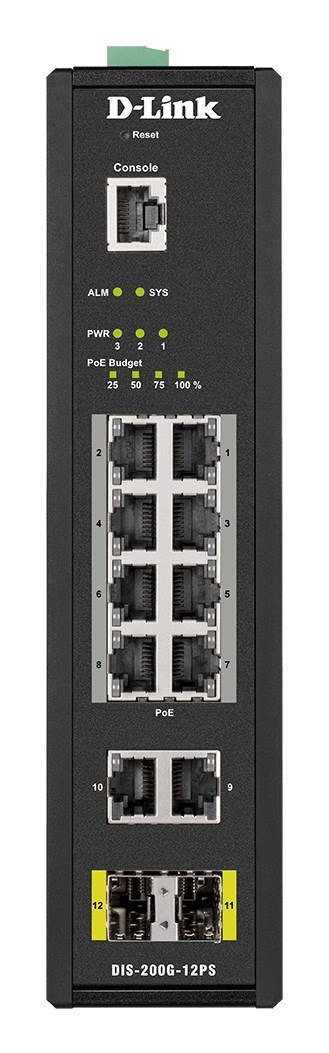 D-Link DIS-200G-12PS łącza sieciowe Zarządzany L2 Gigabit Ethernet (10/100/1000) Obsługa PoE Czarny D-Link DIS-200G-12PS łącza sieciowe Zarządzany L2 Gigabit Ethernet (10/100/1000) Obsługa PoE Czarny