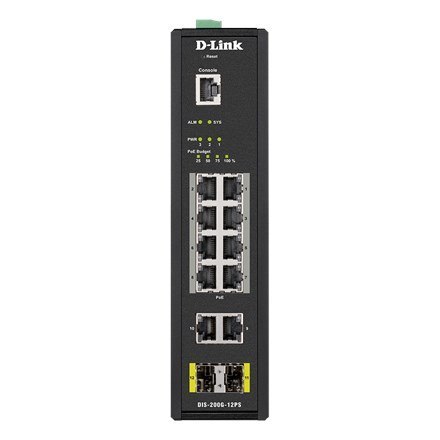 D-Link DIS-200G-12PS łącza sieciowe Zarządzany L2 Gigabit Ethernet (10/100/1000) Obsługa PoE Czarny D-Link DIS-200G-12PS łącza sieciowe Zarządzany L2 Gigabit Ethernet (10/100/1000) Obsługa PoE Czarny