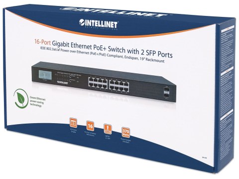 INTELLINET SWITCH GIGABIT 16X RJ45, POE+, 2X SFP, INTELLINET SWITCH GIGABIT 16X RJ45, POE+, 2X SFP,