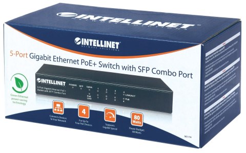 Intellinet 561174 łącza sieciowe Gigabit Ethernet (10/100/1000) Obsługa PoE Czarny Intellinet 561174 łącza sieciowe Gigabit Ethernet (10/100/1000) Obsługa PoE Czarny