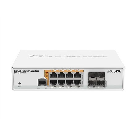 Mikrotik CRS112-8P-4S-IN łącza sieciowe Gigabit Ethernet (10/100/1000) Obsługa PoE Biały Mikrotik CRS112-8P-4S-IN łącza sieciowe Gigabit Ethernet (10/100/1000) Obsługa PoE Biały