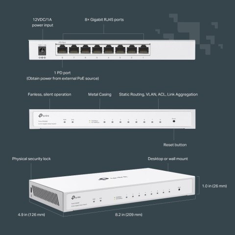 TP-Link Festa FS308G Zarządzany L2/L2+ Gigabit Ethernet (10/100/1000) Obsługa PoE Biały TP-Link Festa FS308G Zarządzany L2/L2+ Gigabit Ethernet (10/100/1000) Obsługa PoE Biały