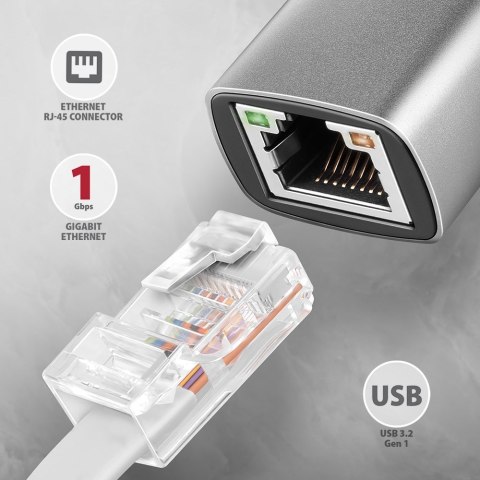 Karta sieciowa AXAGON ADE-TXCA Gigabit Ethernet, USB-C + USB-A - Titanium Grey Karta sieciowa AXAGON ADE-TXCA Gigabit Ethernet, USB-C + USB-A - Titanium Grey