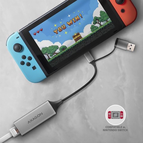 Karta sieciowa AXAGON ADE-TXCA Gigabit Ethernet, USB-C + USB-A - Titanium Grey Karta sieciowa AXAGON ADE-TXCA Gigabit Ethernet, USB-C + USB-A - Titanium Grey