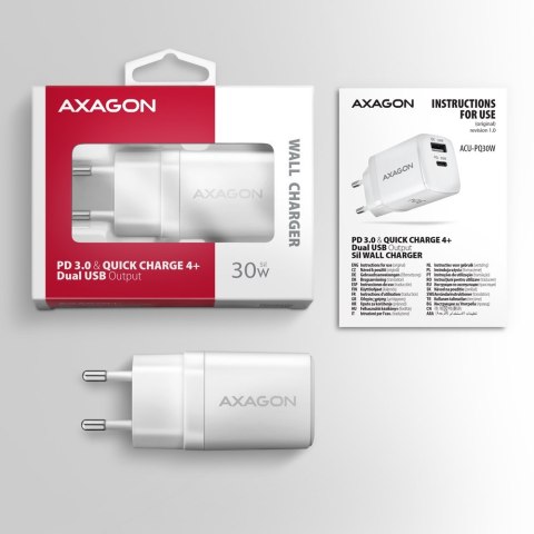 Axagon ACU-PQ30W Ladegerät QC3.0.4.0/AFC/FCP/PPS/Apple+ PD USB-C 30W - weiß - USB Typ C Telefon komórkowy, Smartfon, Smartwatch, Axagon ACU-PQ30W Ladegerät QC3.0.4.0/AFC/FCP/PPS/Apple+ PD USB-C 30W - weiß - USB Typ C Telefon komórkowy, Smartfon, Smartwatch,