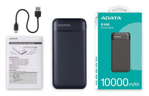 ADATA C100 Litowo-polimerowy (LiPo) 10000 mAh Czarny ADATA C100 Litowo-polimerowy (LiPo) 10000 mAh Czarny