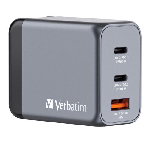 Ładowarka sieciowa Verbatim GaN GNC-65 2xUSB-C Uniwersalna Ładowarka sieciowa Verbatim GaN GNC-65 2xUSB-C Uniwersalna