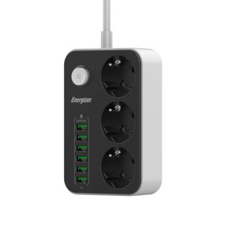Energizer EPB2500W01EU rozgałęziacz 2 m 3 x gniazdo sieciowe Wewnętrzna Biały, Czarny