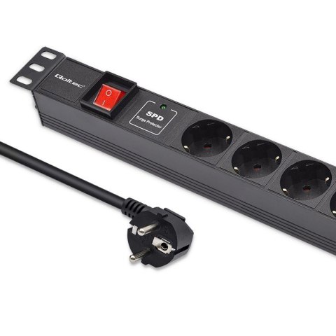 Qoltec Aluminiowa Listwa zasilająca PDU do RACK 19'' | 1U | 16A | 6xSCHUKO | 1.8m Qoltec Aluminiowa Listwa zasilająca PDU do RACK 19'' | 1U | 16A | 6xSCHUKO | 1.8m