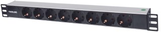 Rozdzielacz zasilania PDU 8 x gniazdo sieciowe 1U Aluminium, Czarny
