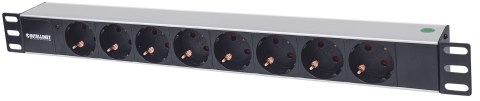 Rozdzielacz zasilania PDU 8 x gniazdo sieciowe 1U Aluminium, Czarny