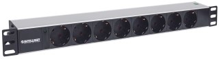 Rozdzielacz zasilania PDU 8 x gniazdo sieciowe 1U Aluminium, Czarny