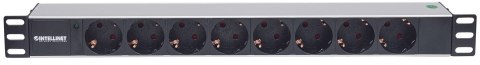 Rozdzielacz zasilania PDU 8 x gniazdo sieciowe 1U Aluminium, Czarny