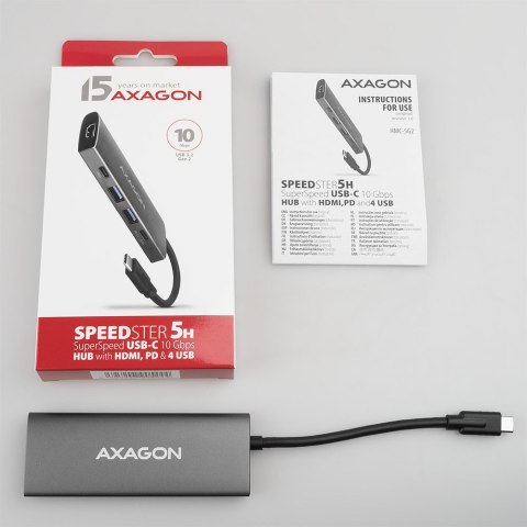 Axagon HMC-5G2 stacja dokująca USB 3.2 Gen 2 (3.1 Gen 2) Type-C Szary Axagon HMC-5G2 stacja dokująca USB 3.2 Gen 2 (3.1 Gen 2) Type-C Szary