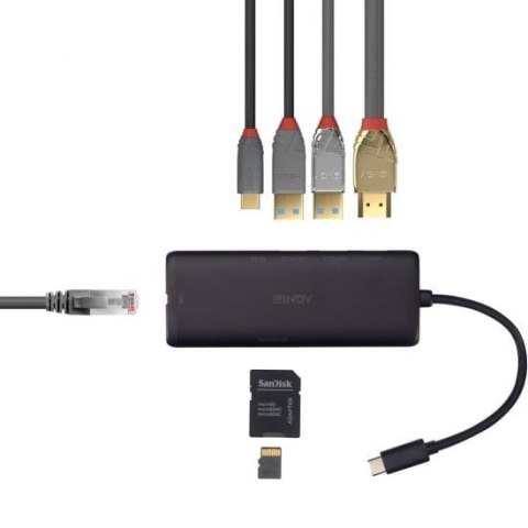 Lindy 43358 stacja dokująca Przewodowa USB 3.2 Gen 1 (3.1 Gen 1) Type-C Czarny Lindy 43358 stacja dokująca Przewodowa USB 3.2 Gen 1 (3.1 Gen 1) Type-C Czarny