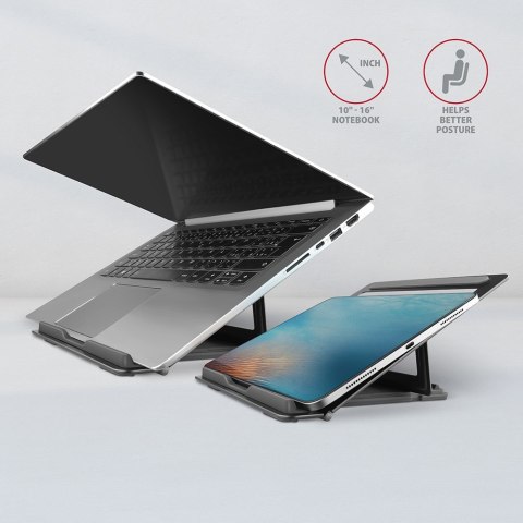 Axagon STND-L stojak na laptop Podstawka na notebooka Szary 40,6 cm (16") Axagon STND-L stojak na laptop Podstawka na notebooka Szary 40,6 cm (16")