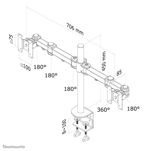 Neomounts FPMA-D960D uchwyt / stojak do monitorów 68,6 cm (27") Czarny Biurko Neomounts FPMA-D960D uchwyt / stojak do monitorów 68,6 cm (27") Czarny Biurko