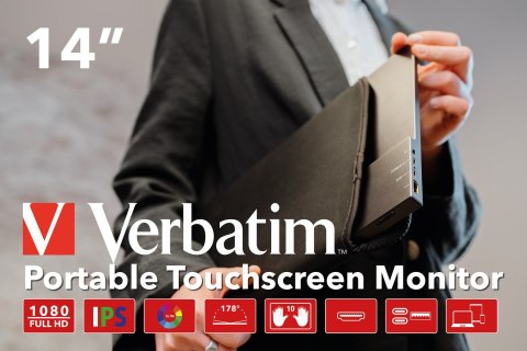 Verbatim 49591 monitor komputerowy 35,6 cm (14") 1920 x 1080 px Full HD LCD Ekran dotykowy Czarny Verbatim 49591 monitor komputerowy 35,6 cm (14") 1920 x 1080 px Full HD LCD Ekran dotykowy Czarny