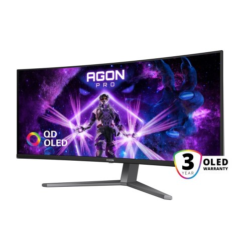 AOC AGON PRO AG346UCD monitor komputerowy 86,4 cm (34") 3440 x 1440 px Wide Quad HD QD-OLED Czarny, Szary AOC AGON PRO AG346UCD monitor komputerowy 86,4 cm (34") 3440 x 1440 px Wide Quad HD QD-OLED Czarny, Szary