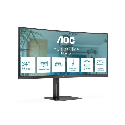AOC V5 CU34V5C/BK LED display 86,4 cm (34") 3440 x 1440 px Wide Quad HD Czarny AOC V5 CU34V5C/BK LED display 86,4 cm (34") 3440 x 1440 px Wide Quad HD Czarny