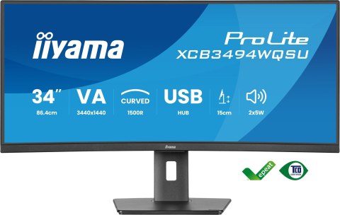 Monitor iiyama XCB3494WQSU-B1 34" - Płaski ekran - 86,4 cm Monitor iiyama XCB3494WQSU-B1 34" - Płaski ekran - 86,4 cm