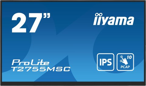 Iiyama ProLite T2755MSC-B1 monitor komputerowy 68,6 cm (27") 1920 x 1080 px Full HD LED Ekran dotykowy Blad Czarny Iiyama ProLite T2755MSC-B1 monitor komputerowy 68,6 cm (27") 1920 x 1080 px Full HD LED Ekran dotykowy Blad Czarny