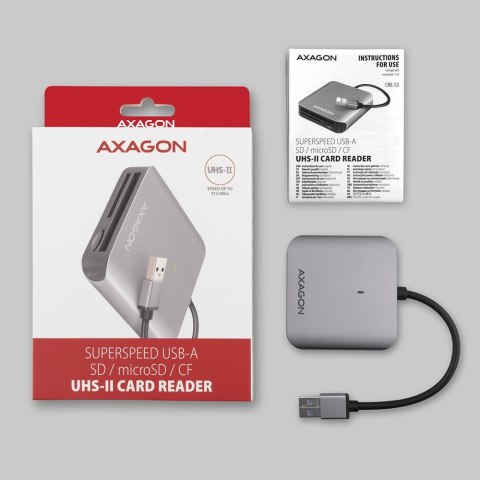 Axagon CRE-S3 External card reader USB-A 3.2 Gen 1 3-slot & lun SD/microSD/CF czytnik kart USB 3.2 Gen 1 (3.1 Gen 1) Type-A Szar Axagon CRE-S3 External card reader USB-A 3.2 Gen 1 3-slot & lun SD/microSD/CF czytnik kart USB 3.2 Gen 1 (3.1 Gen 1) Type-A Szar