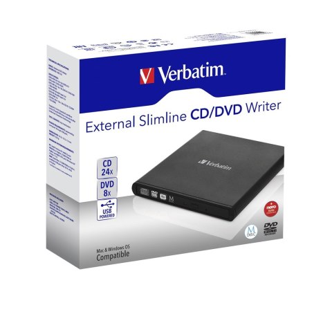 Verbatim Slimline CD/DVD dysk optyczny DVD-RW Czarny Verbatim Slimline CD/DVD dysk optyczny DVD-RW Czarny