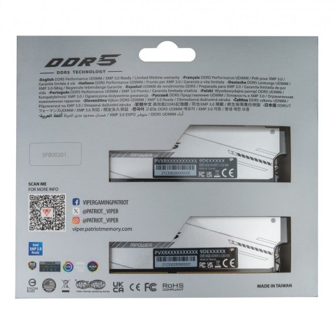 Pamięć RAM DIMM 32GB DDR5-6000/KIT2 PVXR532G60C30KM PATRIOT Pamięć RAM DIMM 32GB DDR5-6000/KIT2 PVXR532G60C30KM PATRIOT