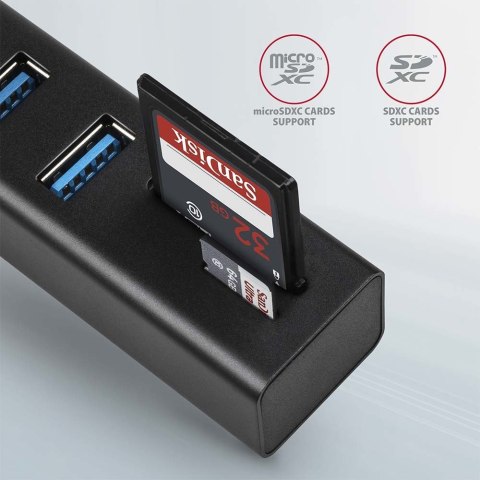 AXAGON HMA-CR3A Koncentrator wieloportowy, USB 3.0 Type-A, 3x USB-A, SD, microSD AXAGON HMA-CR3A Koncentrator wieloportowy, USB 3.0 Type-A, 3x USB-A, SD, microSD