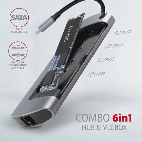 AXAGON HMC-6M2 Wieloportowy hub USB-C AXAGON HMC-6M2 Wieloportowy hub USB-C