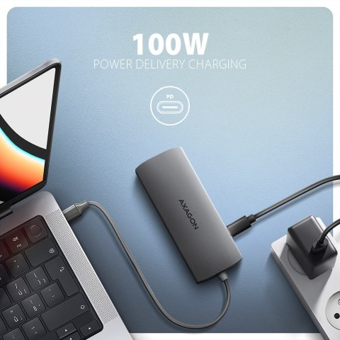 AXAGON HMC-8HLSA Wieloportowy koncentrator USB-C 3.2 Gen 1, 3x USB-A + 4K/60Hz HDMI + SD/microSD, Gigabit LAN, Audio, PD 100W - AXAGON HMC-8HLSA Wieloportowy koncentrator USB-C 3.2 Gen 1, 3x USB-A + 4K/60Hz HDMI + SD/microSD, Gigabit LAN, Audio, PD 100W -