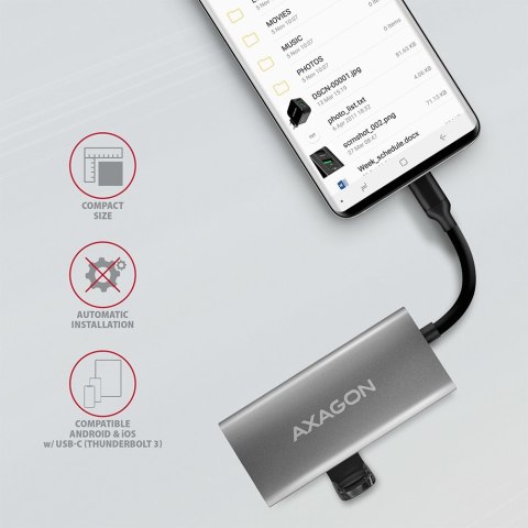 Axagon HMC-4G2 huby i koncentratory USB 3.2 Gen 2 (3.1 Gen 2) Type-C 10000 Mbit/s Szary Axagon HMC-4G2 huby i koncentratory USB 3.2 Gen 2 (3.1 Gen 2) Type-C 10000 Mbit/s Szary