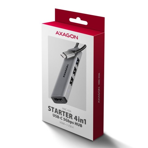 Axagon HMC-H3A stacja dokująca Przewodowa USB 3.2 Gen 1 (3.1 Gen 1) Type-C Srebrny Axagon HMC-H3A stacja dokująca Przewodowa USB 3.2 Gen 1 (3.1 Gen 1) Type-C Srebrny