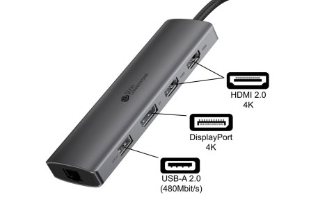 Alcasa HUB-C001A huby i koncentratory USB Type-C 5000 Mbit/s Antracyt Alcasa HUB-C001A huby i koncentratory USB Type-C 5000 Mbit/s Antracyt