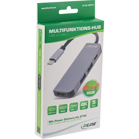 InLine 33271H huby i koncentratory USB 3.2 Gen 1 (3.1 Gen 1) Type-C 5000 Mbit/s Szary InLine 33271H huby i koncentratory USB 3.2 Gen 1 (3.1 Gen 1) Type-C 5000 Mbit/s Szary
