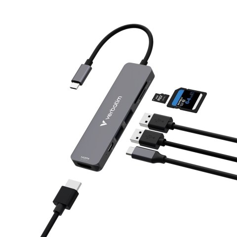 Verbatim 32156 huby i koncentratory USB 3.2 Gen 1 (3.1 Gen 1) Type-C 5000 Mbit/s Szary Verbatim 32156 huby i koncentratory USB 3.2 Gen 1 (3.1 Gen 1) Type-C 5000 Mbit/s Szary