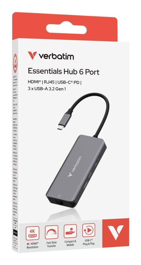 Verbatim 32157 huby i koncentratory USB 3.2 Gen 1 (3.1 Gen 1) Type-C 5000 Mbit/s Szary Verbatim 32157 huby i koncentratory USB 3.2 Gen 1 (3.1 Gen 1) Type-C 5000 Mbit/s Szary