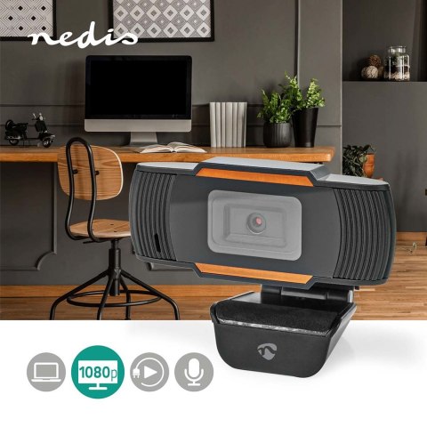 Nedis WCAM100BK kamera internetowa 2 MP 1920 x 1080 px USB 2.0 Czarny Nedis WCAM100BK kamera internetowa 2 MP 1920 x 1080 px USB 2.0 Czarny