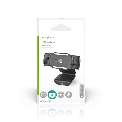 Nedis WCAM110BK kamera internetowa 5 MP 2592 x 1944 px USB 2.0 Czarny Nedis WCAM110BK kamera internetowa 5 MP 2592 x 1944 px USB 2.0 Czarny